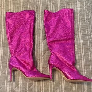 Fuchsia Sparkle Women's Heeled Boots